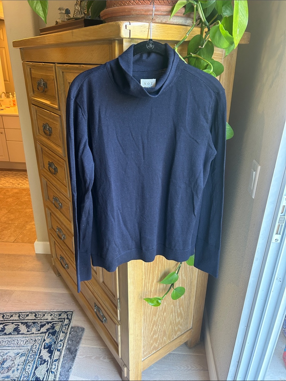 Not Monday Navy wool Mock Neck Sweater